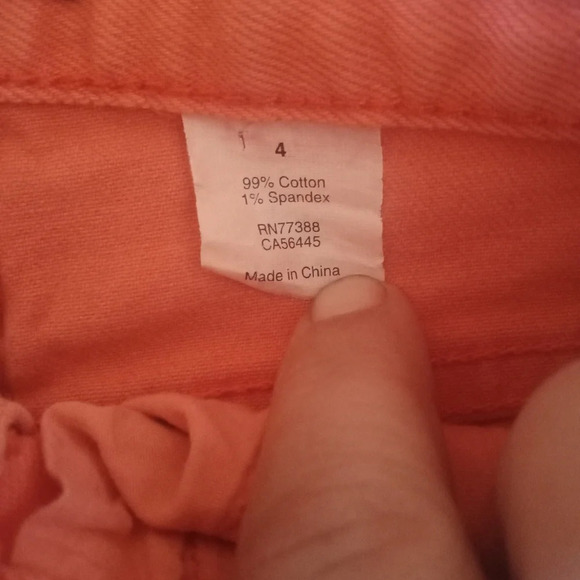J. Crew Bright Melon Orange Stretch Button Fly Denim Hipslung Shorts Size 4 - Picture 9 of 9